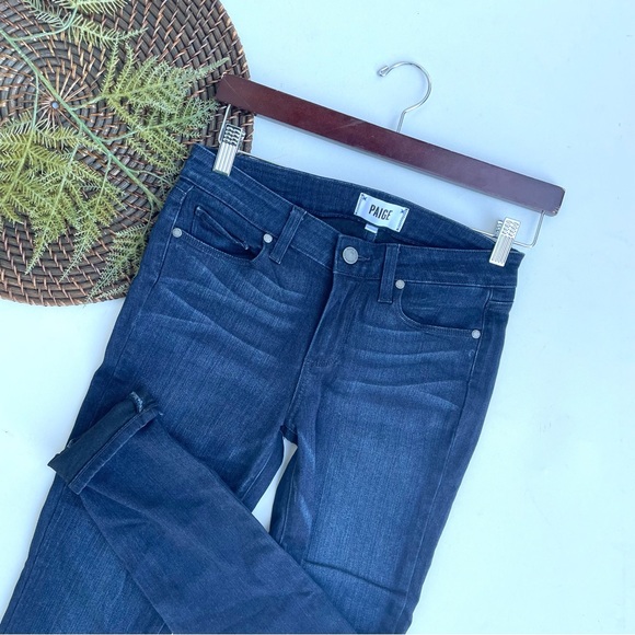 Paige Womens Jeans Denim Verdugo Crop Stretch 5 Pocket Dark Blue 27 - Picture 1 of 10
